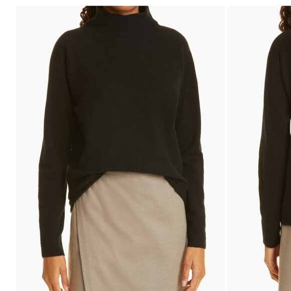 Vince Trimless Wool & Cashmere Mock Neck Sweater Black Size Large - Picture 1 of 7
